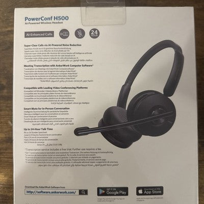 Anker PowerConf H500 Bluetooth Dual-Ear Headset with Mic  A3511012 AI With Stand