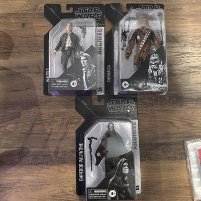 ✅ The Black Series Lot: Han Solo, Chewbacca, Palpatine 6" Star Wars Archive *DMG