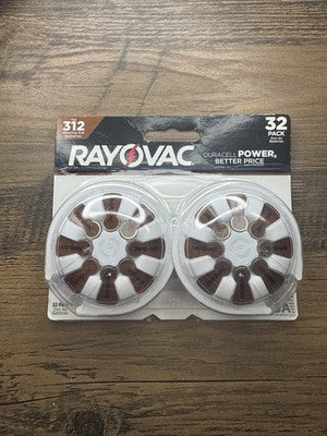 Rayovac 312 Hearing Aid Batteries 32 Count Made in the USA | Best Before 03/2027