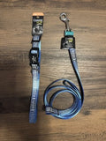 Coastal Reflective S/M Adjustable Dog Collar Blue 12” - 18” And 6’ M Leash Combo