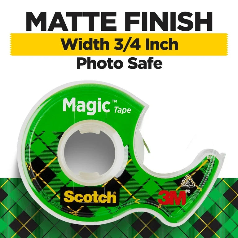 Scotch Magic Tape, Clear, 3/4 in. x 300 in., 4 Dispensers