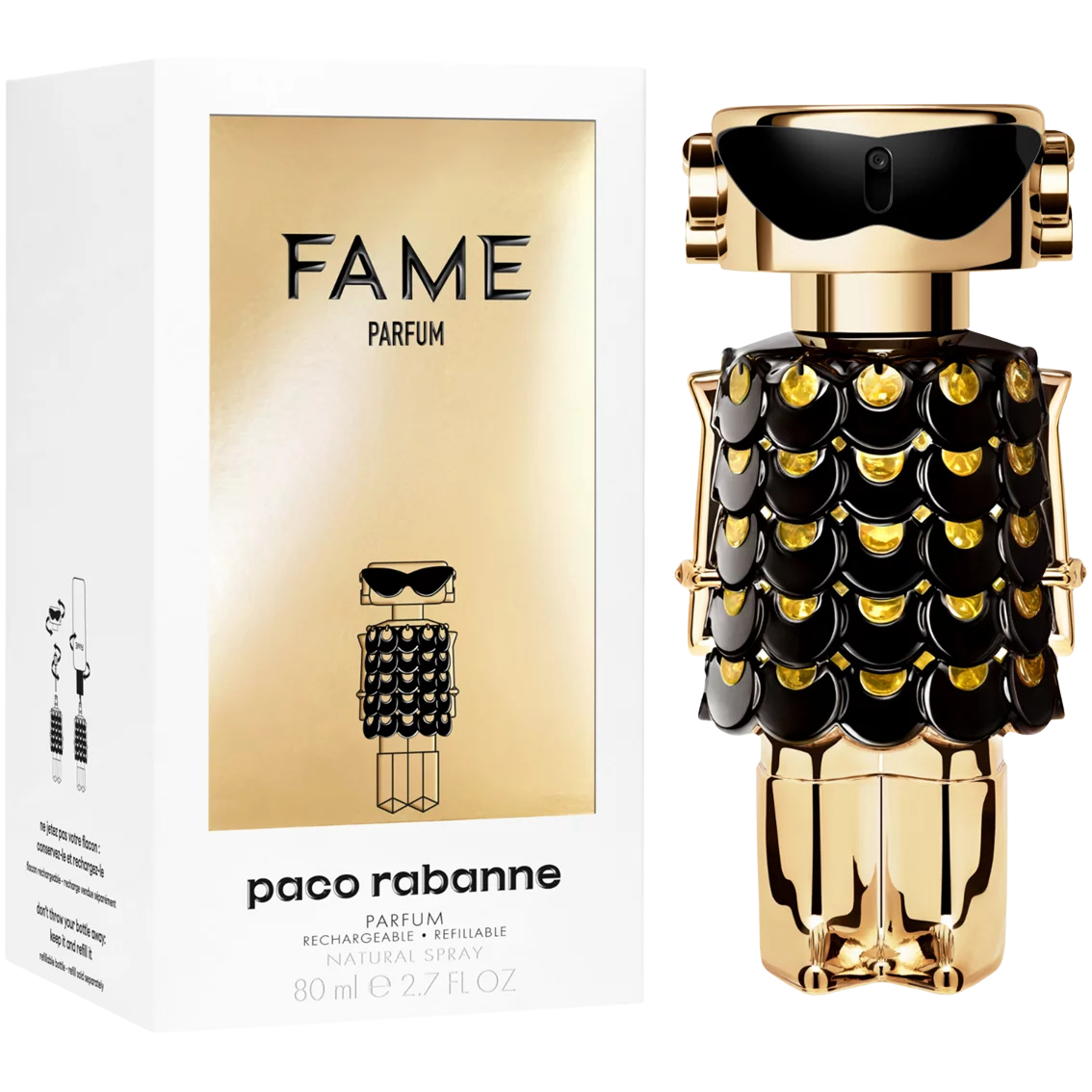 Paco Rabanne FAME 2.7 oz. PARFUM Refillable Spray for Women. New Sealed Box