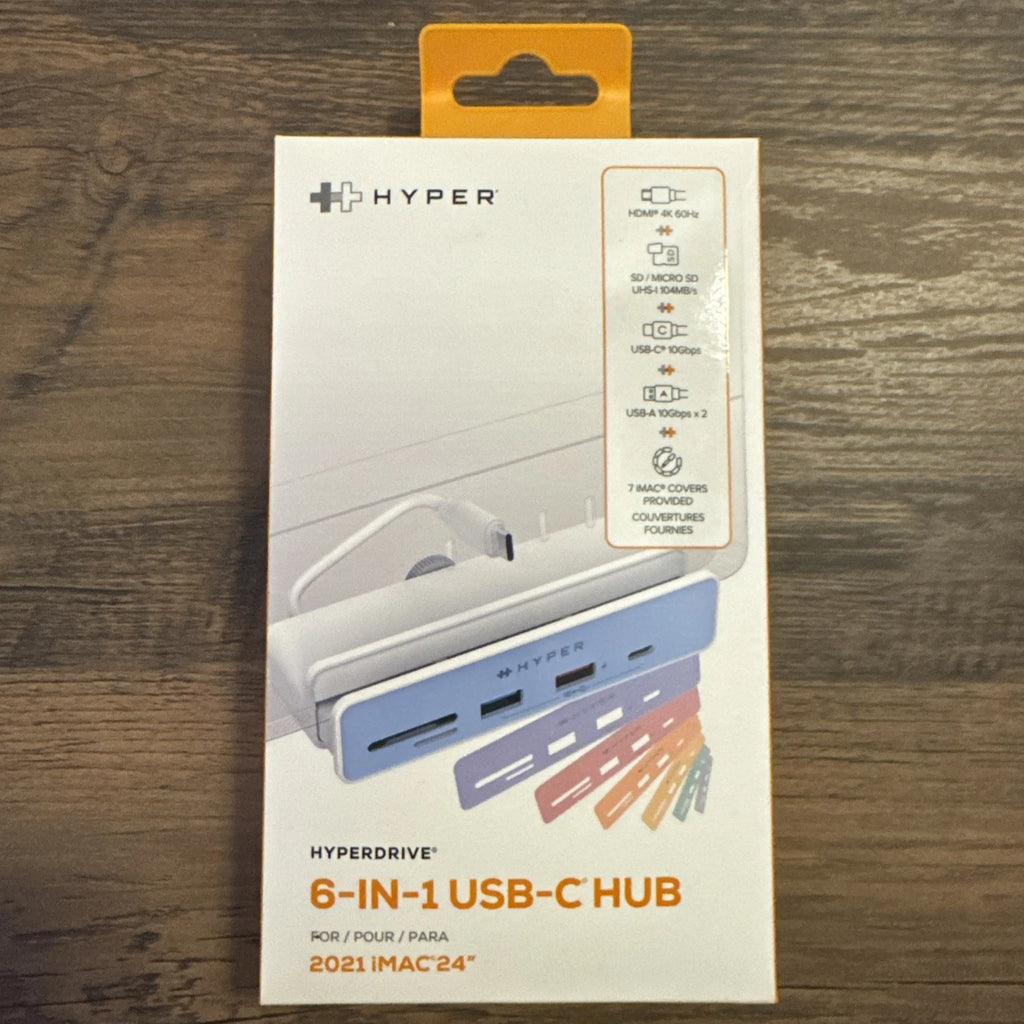 Hyper HyperDrive 6 in 1 USB C Hub Adapter HDMI For 2021 iMac